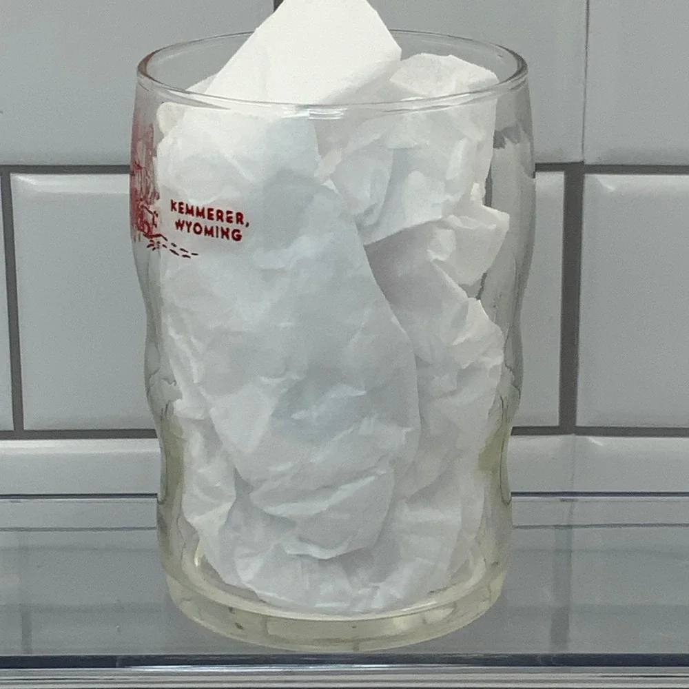 Vintage Pioneer Cafe Kemmerer Wyoming Glass Tumbler Clear Red 12oz